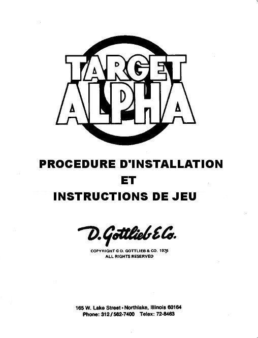 Manuel instruction TARGET ALPHA 1976 FR